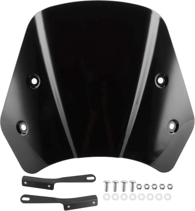 Motorfiets Windscherm - Universeel Vizier - Bescherming Tegen Wind - Aluminium Legering & PC - 5-7 Inch - Zwart