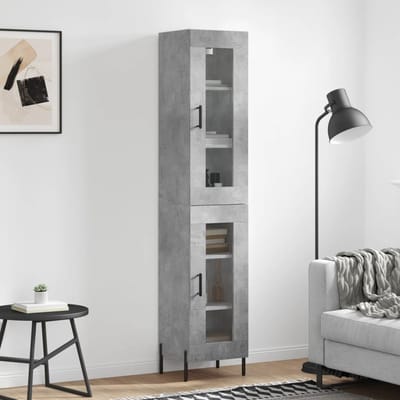 vidaXL - Hoge - kast - 34,5x34x180 - cm - bewerkt - hout - betongrijs