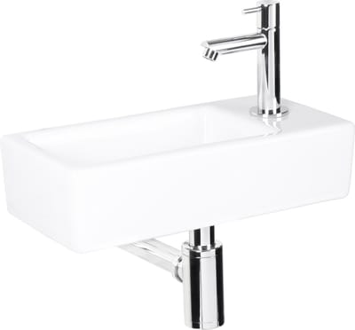 Fonteinset Differnz Helios Rechthoek Rechts 37.5x18.5x9.5cm Keramiek Wit
