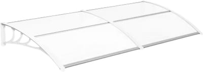 Deur- en Raam Regenhoes - Deurluifel - Overkapping - Polycarbonaat Zonnescherm en Deurluifel voor Voordeur en Buitenterras - 190x98.5 cm Wit