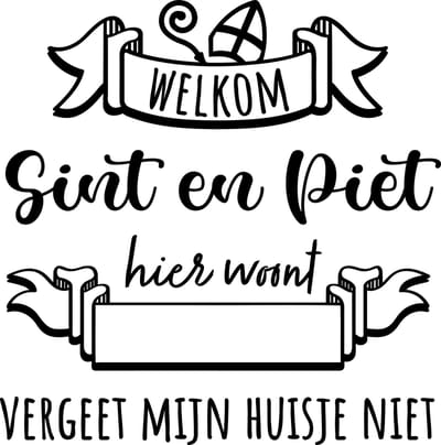 Raamsticker Sint en piet welkom enkel - Zwart - 30 x 30 cm