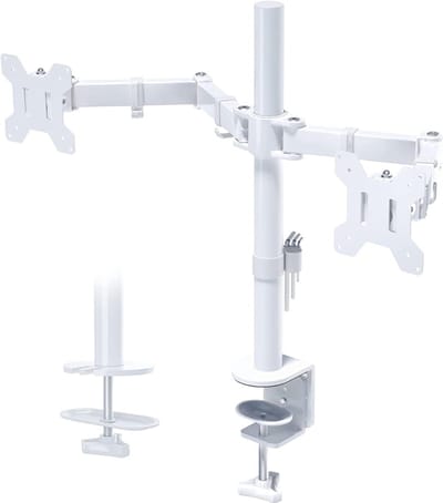 NBAP® Monitor Arm 2 Schermen - Standaard - Verhoger - Wit