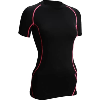 Avento Compressieshirt - Korte Mouw - Dames - Zwart/Roze - Maat 36
