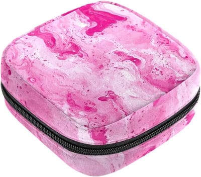 Menstruatiezakjes - Maandverband tasje - Hygiënisch opbergen - Privacy beschermend - 12 x 17 cm - Roze marmer