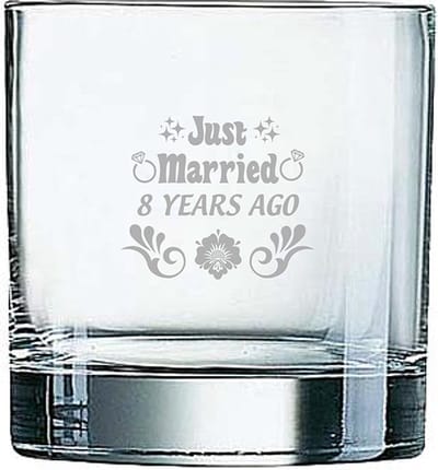 Gegraveerde Whiskeyglas 38cl Just Married 8 years ago