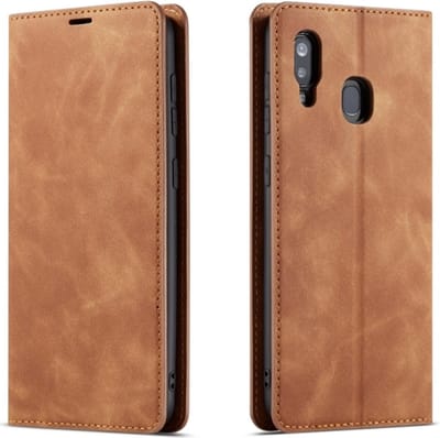 Geschikt voor Samsung Galaxy A30 Bookcase | Bruin | Pasjeshouder | Portemonnee hoesje