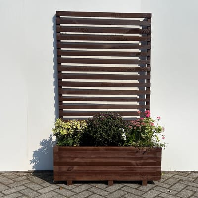 AMISHOUT - Plantenbak met klimrek 100x40x36 (176) cm - bruin | bloembak buiten