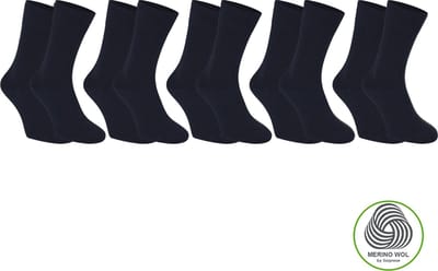 Sorprese 5 Paar Merino Wollen Sokken - Maat 35-38 - Donkerblauw - Naadloos - Superzacht - Sokken Heren - Sokken Dames - Naadloos - Cadeau