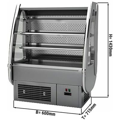 GGM Gastro Wandkühlregal - 600mm - mit 3 Ablagen- Inkl. Nachtvorhang Zilver