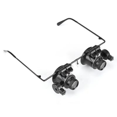 JHUBERS - Eye Glass Loupe - Professionele Vergrootglas - LED Verlichting - Zwart - 20x Vergroting - Ideaal voor Horlogereparatie - Geschikt voor Ju...