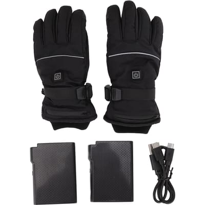 Verwarmde Handschoenen 3 Verwarmingsniveaus Elektrische Handschoenen voor Mannen Vrouwen Batterij Aangedreven Verwarmde Handschoenen M M black