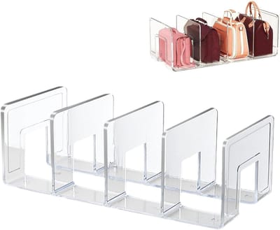 KZQ Doorzichtig Acryl Mapjesorganizer, Stevige Bureau Tijdschriftenhouder en Handtas Organizer met 4 Vakken, Opberger voor Kantoorbenodigdheden en Clutch