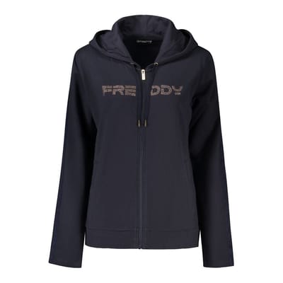 Dames hoodie met rits en band met logo Freddy