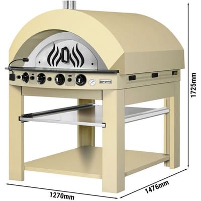 GGM Gastro Gas Pizzaofen - 9x 25cm - Manuell - Cremegelb - inkl. Untergestell
