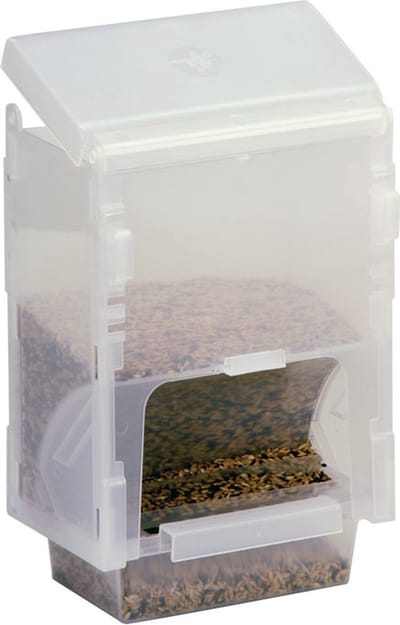 Kunststof voersilo broedkooi – 1 kg zaden | Duurzaam & praktisch - Kunststof voedersilo / voersilo 1 kilo - Voedersilo - Benodigdheden
