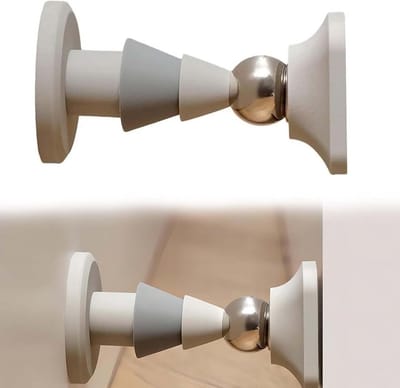 Stil Deurbeslag Zonder Boren - Magnetische Deurstopper met Sterke Zelfklevende Tape (Grijs)