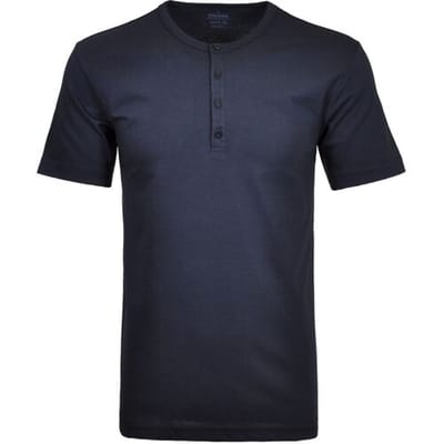 Ragman T-Shirt Serafino Round Neck Uni Pima Cotton Marine / male