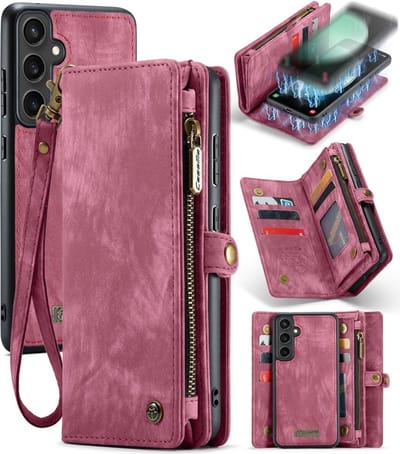 CaseMe Hoesje - Geschikt voor Samsung Galaxy S23 FE Hoesje - CaseMe 008 2-in-1 Book Case & Back Cover met Portemonnee - Pink