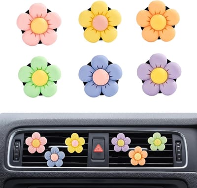 Set van 6 Bloemvormige Auto Luchtverfrissers met Clip - Aromatherapie en Geurverspreider voor Auto Accessoires voor Vrouwen
