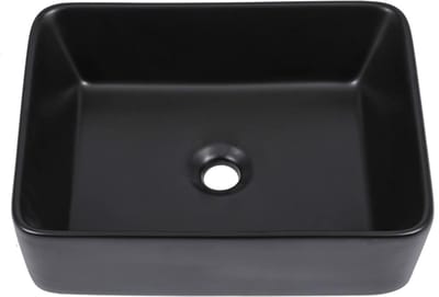Opzetwastafel Rechthoekig - Waskom Badkamer - Moderne Badkamer - Mat Zwarte Afwerking - 19x15 Inch - Zwart