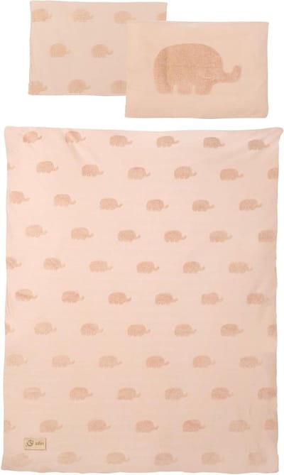2-delig Lil Elephant babybeddengoed - dekbedovertrek 100 x 135 cm - kussensloop 40 x 60 cm - Oeko-Tex® - GOTS gecertificeerd - bruin