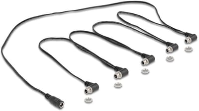 Delock DC Cable Splitter 1 x female straight to 5 x female 5.5 x 2.1 mm 90° angled for built-in black