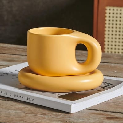 Nouveau Style Mug en Céramique Pangpang Haute Valeur Été Grande Capacité Tasse à Eau Étudiante Mignon Tasse Grosse Panse 400ml brown