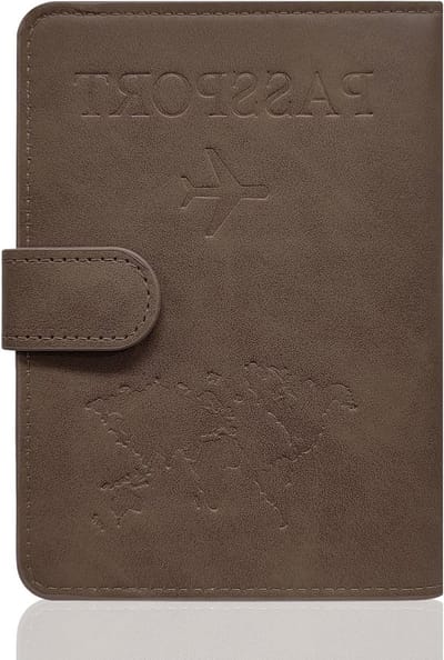 Paspoorthoes van PU-leer, universele reistas voor paspoort, creditcards, visitekaartjes en instapkaarten (Bruin)