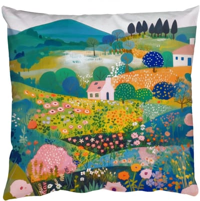 Sierkussens - Kussentjes Woonkamer - 50x50 cm - Heuvellandschap - Fantasierijk - Kleurcontrasten