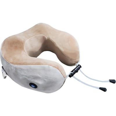 Draagbare U-vormige Nekmassager Elektrische Nek- en Schoudervibratiemassage Bediening met één knop Geschikt voor Reizen Werk beige