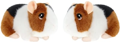 Keel Toys pluche Cavia - 2x - knuffeldier - rood - met geluid - 15 cm - knuffel Cavia - Eco collectie