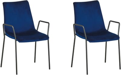 JEFFERSON - Eetkamerstoel set van 2 - Donkerblauw - Fluweel