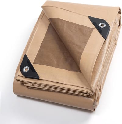 GUARD SHIELD Afdekzeil, met inslagringen, waterdicht, 3 m x 4 m, beige/kaki, 190 g/m², beschermend zeil, multifunctioneel zeil, scheurvast, uv-gestabiliseerd, schimmelbestendig