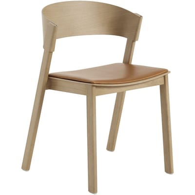 Muuto Cover Side stoel met leerbekleding. - Leer Cognac