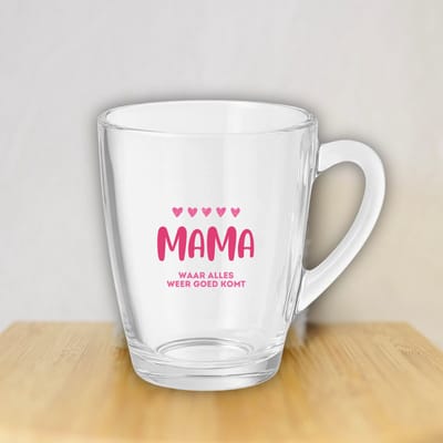 Theeglas Mama waar alles goed komt - 300ml - Glas - Doorzichtig - Moederdag - Moederdag Cadeautje - Moederdag Cadeau voor Mama