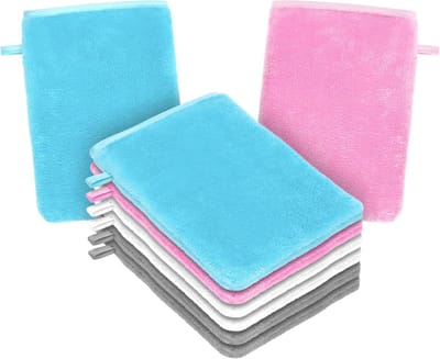 Microfiber Washandjes - 8pc Flanellen Zachte Douchehandschoenen 15x20cm - Gezichtswasdoekjes - Herbruikbare Make-up Verwijderhandschoenen (4 kleuren)