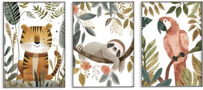 No Filter - Kinderkamer Safari posters - 3 stuks - 21x30 cm / A4 formaat - Dieren posters - Babykamer decoratie posters