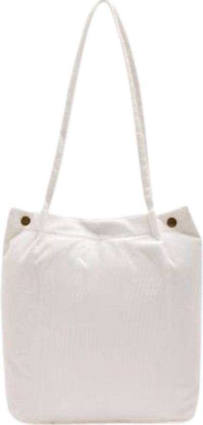 Tote Bag - Dames Tote Bag - Corduroy Dames Tote Bag - Reis Herbruikbare Boodschappentas - Schoudertas - Dagelijkse Werktas - Gebroken Wit