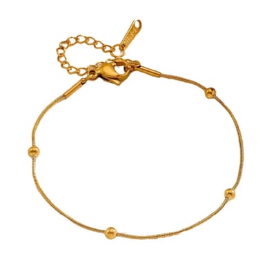 WeLoveSilver - goudkleurige armband - slangen schakel - bolletjes