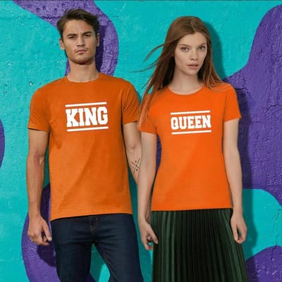 Oranje Koningsdag T-Shirt Stripes (DAMES - MAAT XS) | Oranje Kleding & Shirts | Feestkleding