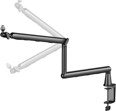 Microfoon Boom Arm - Microfoonstandaard Verstelbaar - Podcasting Opnemen - Schokabsorberend Mechanisme - 64 cm - Zwart