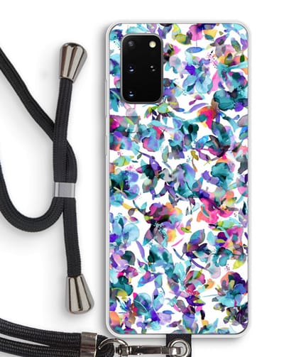 Hoesje met koord geschikt voor Samsung Galaxy S20 Plus hoesje met Koord - Hibiscus Flowers - Telefoonhoesje met Zwart Koord - Bescherming aan alle Kanten en Over de Schermrand