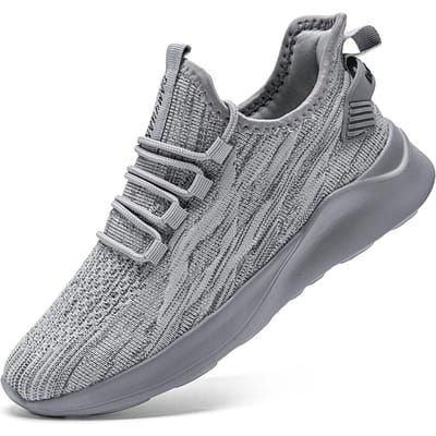 Fujeak Heren Casual Schoenen Mode Ademend Wandelen Mesh Platte Schoenen Unisex Hardlopen Sportschoenen Koppel Schoenen Dames Sneakers 46 gray