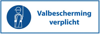 Valbescherming verplicht bord met tekst, kunststof 200 x 75 mm