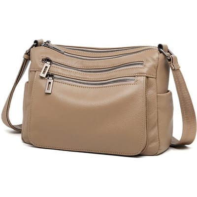 Leren Handtas voor Dames, Top-grain Leer, Exclusieve Werk- en Reistas, Crossbody Enkel-schouder Tas 26*9.5*18cm beige