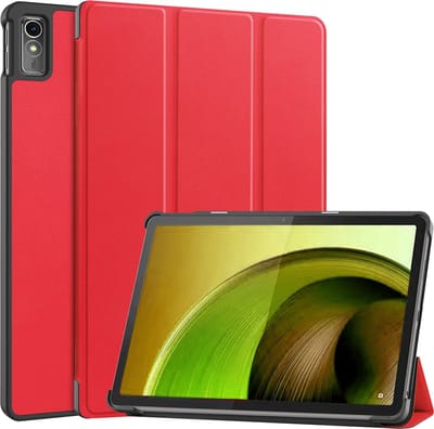 Hoes - Geschikt voor Lenovo Tab M10 5G - Dun & Stevig - Trifold Bookcase - Hard Cover - Hardcover Book Case - Tablet Hoesje - Rood