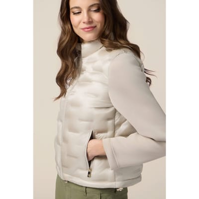 Oltre Lightweight Combined Boxy Down Jacket Beige Size: 44 | Vests Outlet | Dames | Beige