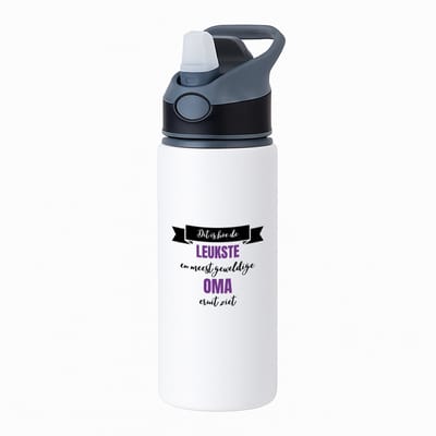Hacebo® - Meest geweldige oma waterfles met rietje zwart - Oma - beste oma - verjaardagscadeau - cadeau voor oma - kado - water fles - 650ML