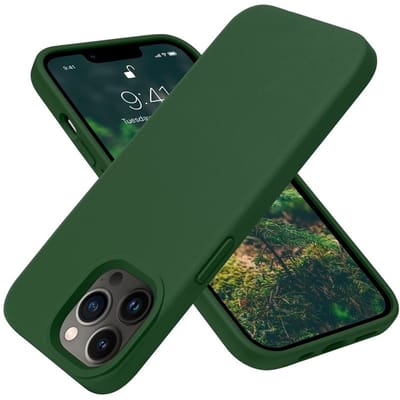 geschikt voor iPhone 14 Pro Max Hoesje Siliconen - Soft Touch Telefoonhoesje - geschikt voor iPhone 14 Pro Max Silicone Case met zachte voering - Mobiq Liquid Silicone Case Hoesje geschikt voor iPhone 14 Pro Max donkergroen