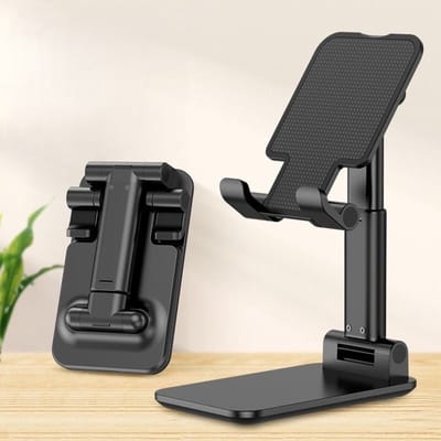 Telefoonhouder - Mobiele Telefoon Houder - Houder voor Mobiel & Tablet - Telefoonhouder Bureau - Opvouwbaar - Zwart - LOUZIR